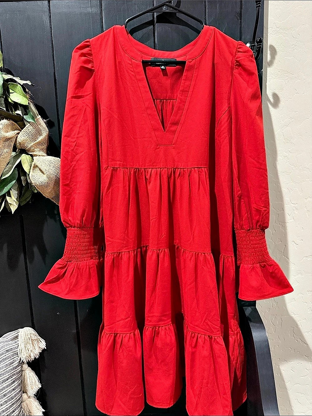 Pomander Place Red Crepe Kenzo Dress Red Mini Dress Medium